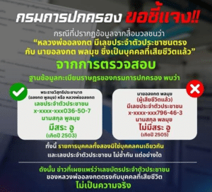 กรมการปกครองยืนยันหลวงพ่ออลงกตมีตัวตนจริง หลังข่าวลือเลขบัตรประชาชนซ้ำกับผู้เสียชีวิต