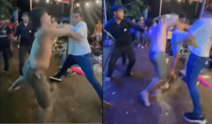 (มีคลิป) อันธพาลยกพวกป่วนงาน “แสนสะท้าน พี เค” สุดทนฮุกหมัดเข้ากรามตัวเปิด  – เหตุห้ามเต้นบนลำโพง